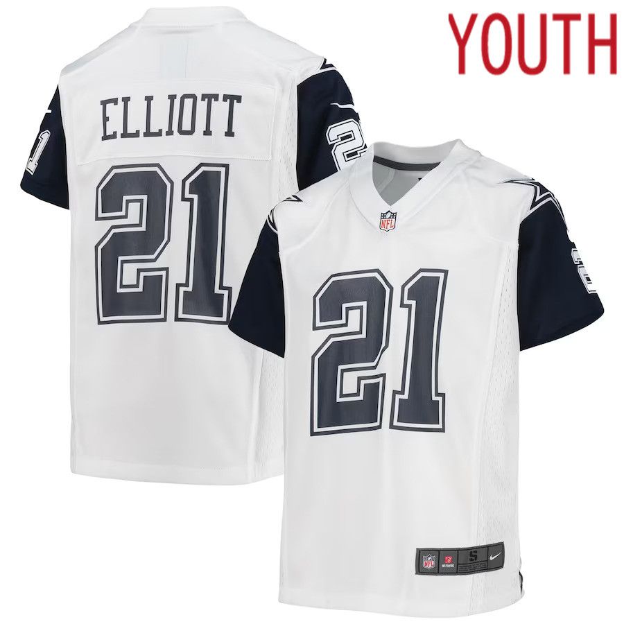 Youth Dallas Cowboys #21 Ezekiel Elliott Nike White Alternate Game NFL Jersey